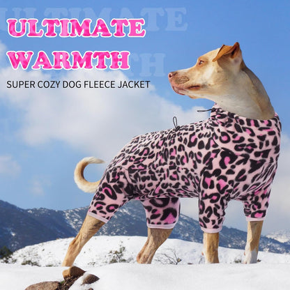 ROZKITCH Warm Dog Pajamas for Large Dogs, Pet Windproof Warm Cold Weather Jacket Vest with Luminous Zipper, Jumpsuit Apparel Outfit Clothes for Small Medium Large Dog L-Pink L