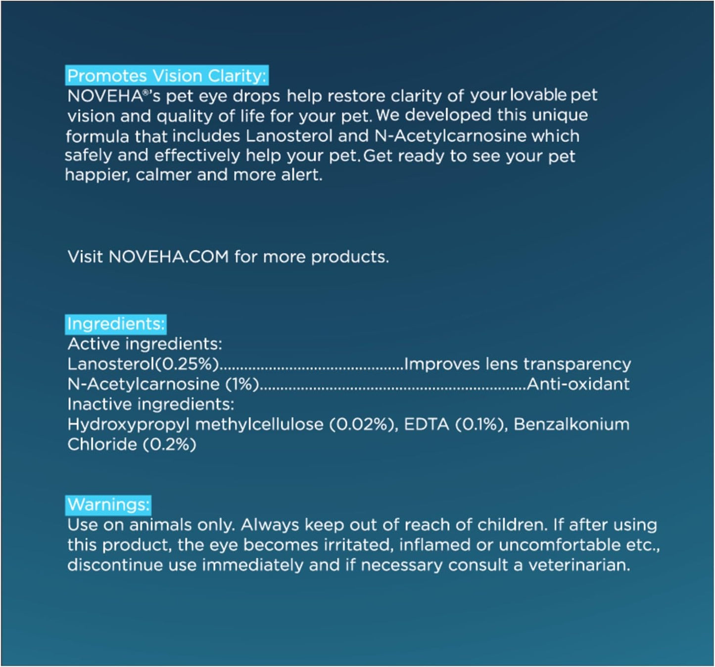 NOVEHA Pet Drops | Advanced Lanosterol Solution + NAC (2 x 10 mL)