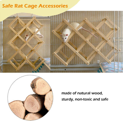 Wooden Rat Climbing Toys, Natural Pet Rat Cage Accessories Climbing Ladder, Fancy Rats Enrichment Toy Activities, Hanging Rodent Toys for Pet Rats in Cage Playing Chewing (L, 1pc)