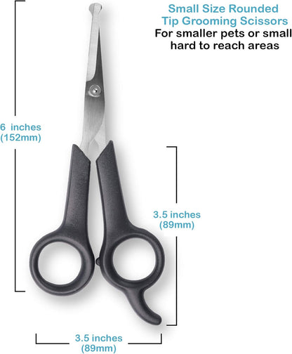 Pets First #1 Pet Grooming Scissors Body & Facial Trimmer Durable Stainless Steel Blades. Rounded Tips Shears for Long Medium Short Thick Wiry Curly Hair. Lightweight Cutter for Dogs & Cats. Set of 2