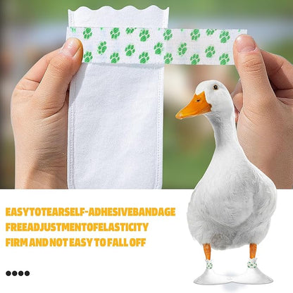 20 Pcs Disposable Boots for Real Duck Feet, Bumble Foot for Duck Supplies with Blue Bandage, Large Size (Green-L)