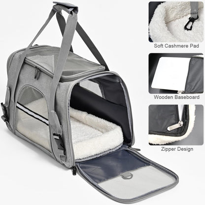 Dog Cat Carrier Soft for Small Pet Up to 16 Lbs TSA Airline Approved Travel Carrier Collapsible Puppy Car Mesh Bag 17.5 * 10.2 * 11.4 inch - Grey