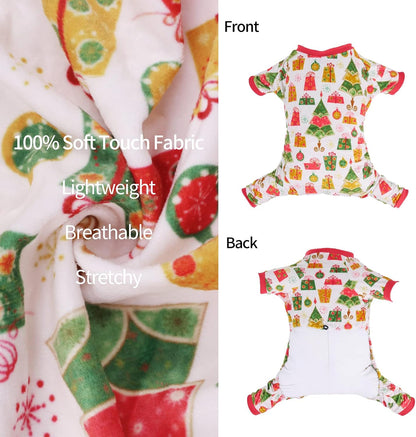 CuteBone Small Dogs Christmas Outfit Soft Puppy Onesies Pjs Dog Pajamas Pet Coat Cat Apparel Comfy Doggie Jumpsuit Bodysuit for All Seasons P17M