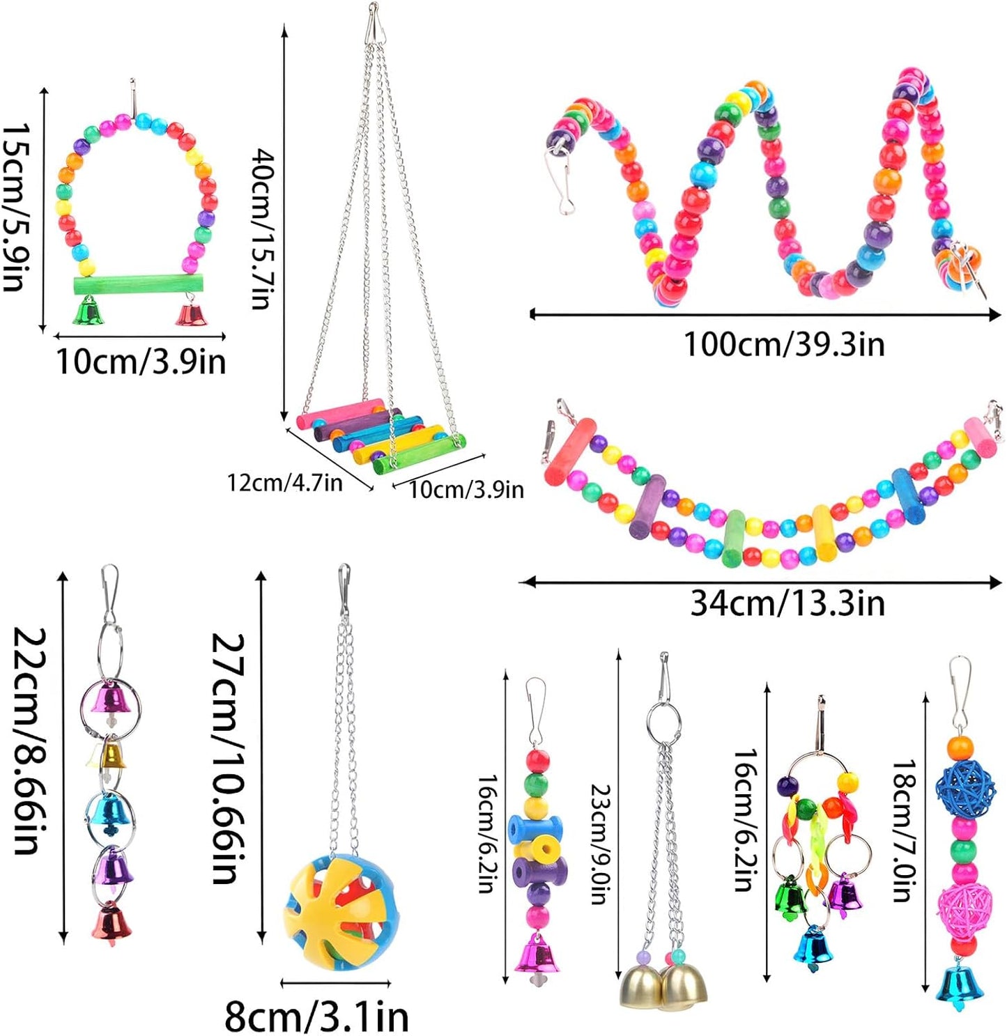 Bird Swing Standing Chewing Training Hanging Toy Hammock Climbing Ladder Drawbridge Birdie Perches Platform for Conure,Cockatiel,Mynah,Love Birds,Finches,Budgerigar,Pigeon