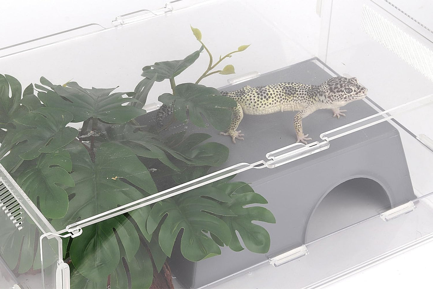 Snake Hide, Leopard Gecko Tank Accessories for Reptile Ball Python Crested Gecko Lizard Bearded Dragon - GrayHideXL