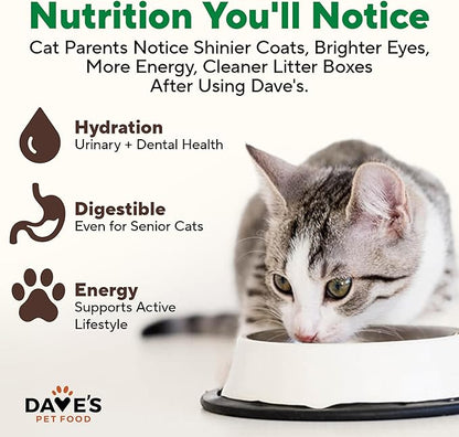 Dave's Pet Food Grain Free Wet Cat Food Pate (Turkey), Made in USA Naturally Healthy Canned, Added Vitamins & Minerals, Carrageenan-Free, 5.5 oz Cans (24 Pack)