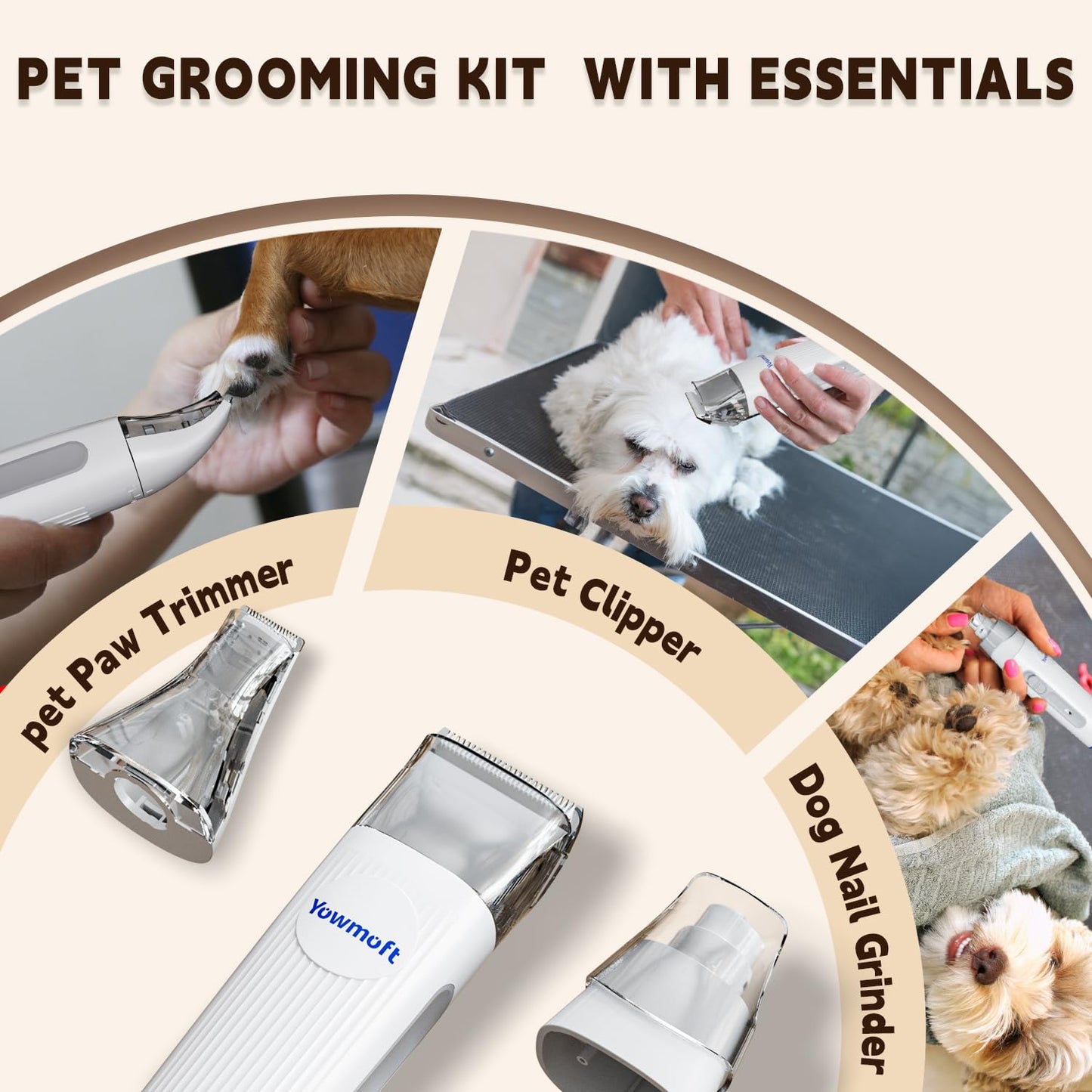Dog Grooming Vacuum & Dog Grooming Kit, Dog Vacuum for Shedding Grooming with 2 L Capacity, Max 11 Kpa Dog Hair Vacuum with 15 Pet Grooming Tools & Bag, Pet Grooming Vacuum for Dogs/Cats/Home