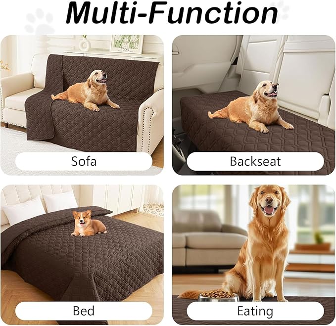hyha Waterproof Dog Bed Blanket, Soft Pet Blankets, Waterproof Couch Cover for Dogs, Reversible Sofa Covers Washable for Furniture (30x70 Inch, Chocolate/Chocolate)