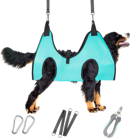 Dog Grooming Hammock - Upgrade Pet Grooming Harness for Nail Trimming (XXL 120lb), Dog Sling for Nail Clipping, Dog Hanging Holder Hanger for Cutting Nail with Nail Clippers, Green