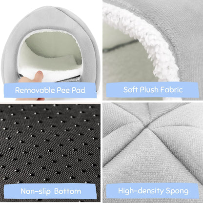 Guinea Pig Hideout and Tunnel Set, Soft Plush Bed & Play Tunnel for Guinea Pigs, Rabbits, Ferrets, Small Animals - Washable Accessories for Resting, Hiding, Exercising