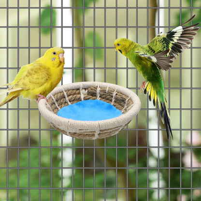Wontee Bird Nest Breeding Nest Bed Bird Cage House for Parrots Budgies Parakeets Cockatiels Canary Finch Lovebirds (Hemp Rope)