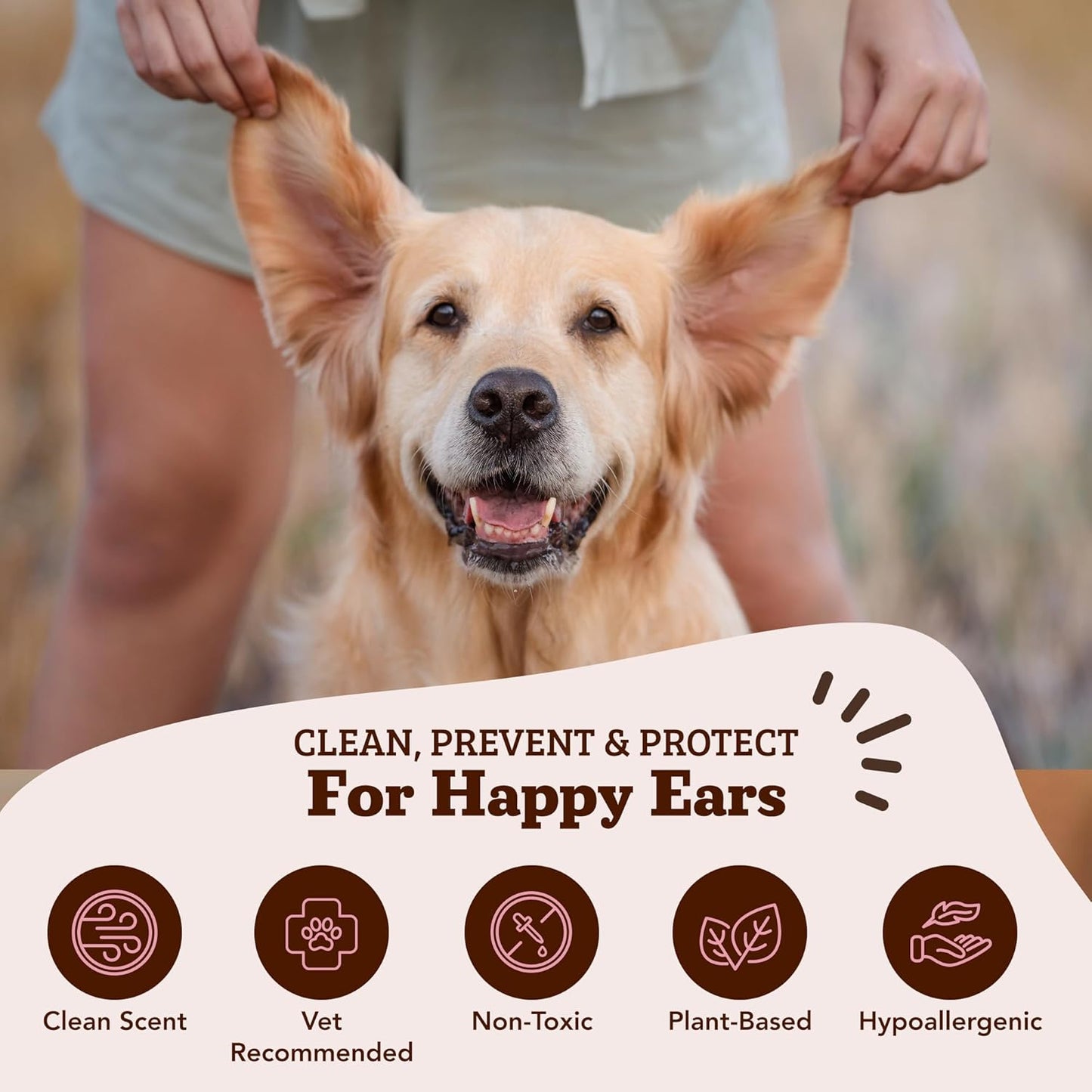 Natural Dog Ear Wipes (50 Ct) Essential Oil Infused Hygenic Dog Ear Cleanser for Dogs, Reduces Odor, Soothing Calendula, Aloe Vera, Witch Hazel, Dog Ear Itch Relief, Vegan
