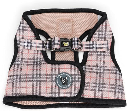 EcoBark Step in Dog Harness - Reflective Wrap Around Body Halter Vest - Soft Mesh Harness (Beige Plaid)