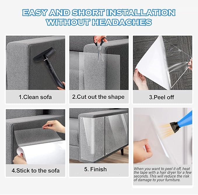 Cat Couch Protector 15.7" x 118" Thickened Anti Cat Scratch Furniture Protector 100% Transparent Free Cutting Couch Protector for Door Wall