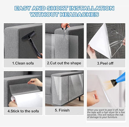 Cat Couch Protector 15.7" x 118" Thickened Anti Cat Scratch Furniture Protector 100% Transparent Free Cutting Couch Protector for Door Wall