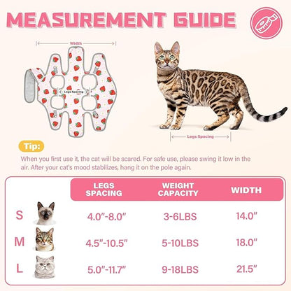 Supet Cat Grooming Hammock, Self-Adherent Cat Wrap for Cutting Nails, Anti-Escape Calming Wrap for Medicine, Nail Clipping, Teeth Brushing, Ear Cleaning