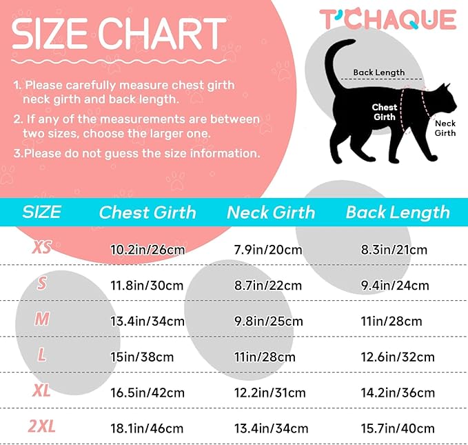 T'CHAQUE Cat Pajamas - Soft Cat Clothes& Shirts & Pajamas with Sleeves, Stretchy Sweater, Pullover Kitten Clothes, Blue, X-Large