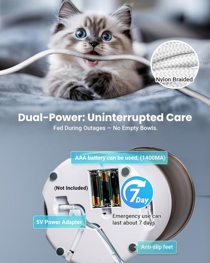 Automatic Cat Feeder for 3 Cats, 6L/25 Cup Cat Food Dispenser with Strong Anti-Jam System, Dual-Effect Desiccant, Smart WiFi App Control Pet Feeder, Automatic Dog Feeder for Cats and Small Dog