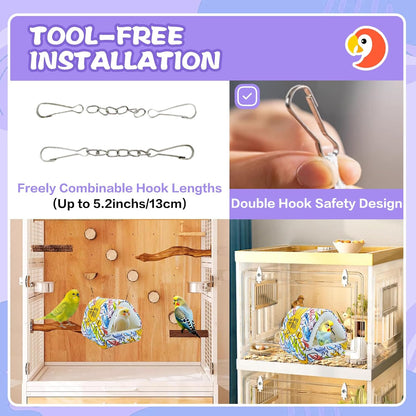 SUSOO Plush Warm Bird Nest House - Hanging Snuggle Bed Velvet Shed Hut Cage Fluffy Hideaway Winter Sleeping Hammock for Parrot Parakeet Conure Cockatiel Budgies Lovebird (Colorful, L)