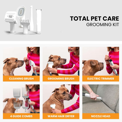FurCare Pro 3-in-1 Grooming Kit with Vacuum Suction (99%), Dryer, and Professional Clippers. Includes Tools for Efficient Pet Grooming, 4L Dust Cup, Low Noise. Ideal for Dogs, Cats & More!