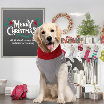 PETCARE Dog Christmas Sweater Ugly Elf Clown Cat Sweater Vest Pet Jumper Grey Green Holiday Dog Clothes Puppy Sweaters for Small Medium Large Dogs Cats Fall Winter Outfits Xmas Dogs Costume,X-Large