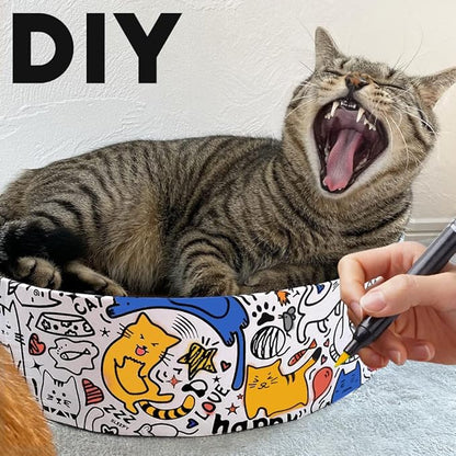 Cat Scratcher Cardboard 2in1 Oval Cat Scratcher Bed for Indoor Cats Cat Scratch Pad Bowl with Scratching Toy Corrugated Lounge Bed&Furniture Protector &Training Toy XL(Graffiti