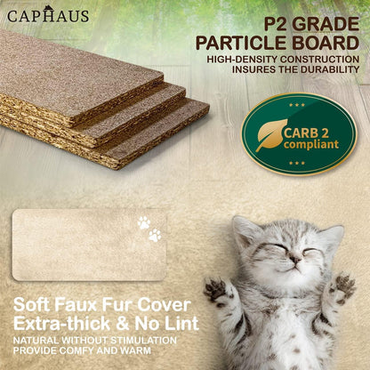 CAPHAUS Cat Tower for Indoor Cats, Modern Cute 40-Inch Small Cat Tree with Widened Perch for Large Cats Kittens, Multi-Level Cat Activity Tree with Scratching Posts, Tunnel, Basket, Cat Cave Condo