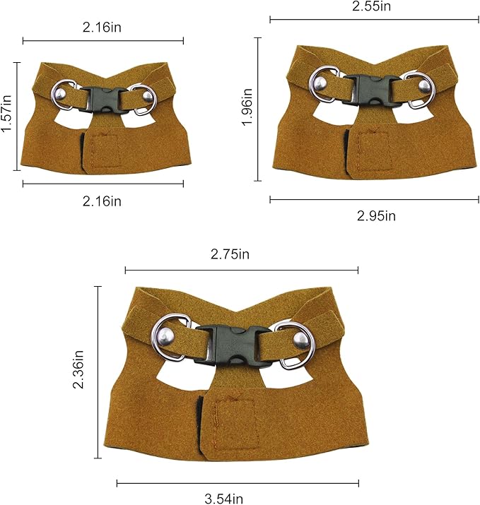 Bearded Dragon Harness and Leash Set, 3 Size Adjustable Soft Leather Reptile Leash, Lizard Harness with Retractable, Small Animal Outdoor Walking Vest with Traction Rope, 3 Pack (Brown)