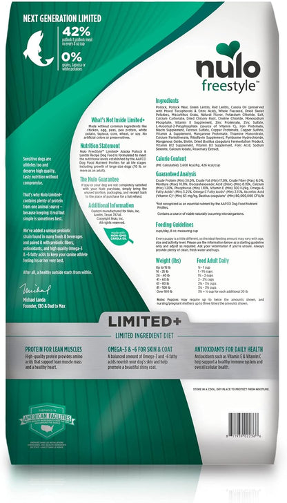 Nulo Freestyle All Breed Dog Food, Premium Allergy Friendly Adult & Puppy Grain-Free Dry Kibble Dog Food, Single Animal Protein with BC30 Probiotic for Healthy Digestive Support 24 Pound (Pack of 1)