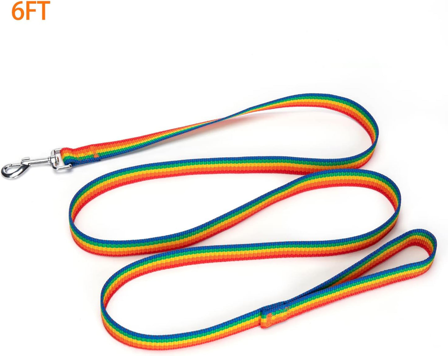 Strong Durable 6 ft Nylon Dog Training Leash, 1 Inch Wide Traction Rope, for Small and Medium Dog (Rainbow, 6 Feet)