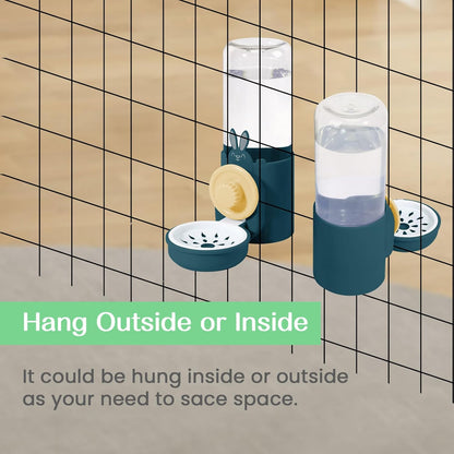 Hanging Automatic Pet Water Dispenser, Auto Siphon Rabbit Ferret Bunny Hedgehog Waterer Dispenser, Cat Dog Water Bowl for Cage Hanging (Dark Blue)