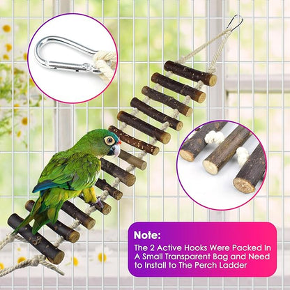 KATUMO Bird Toys, Parakeet Swing Parrot Ladder Cockatiel Perch Conure Hanging Bell Toys for Parakeet Conure Cockatiel Mynah Love Bird Small Birds