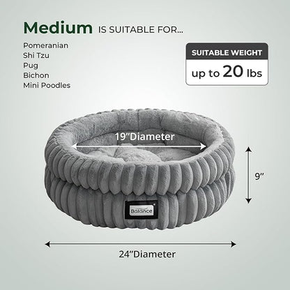 BALANCE Cat Bed Kitten Bed, Washable Round Cat Beds for Indoor Cats,Super Soft Plush Faux Fur Pet Bed for Puppy and Kitten with Anti-Slip Bottom