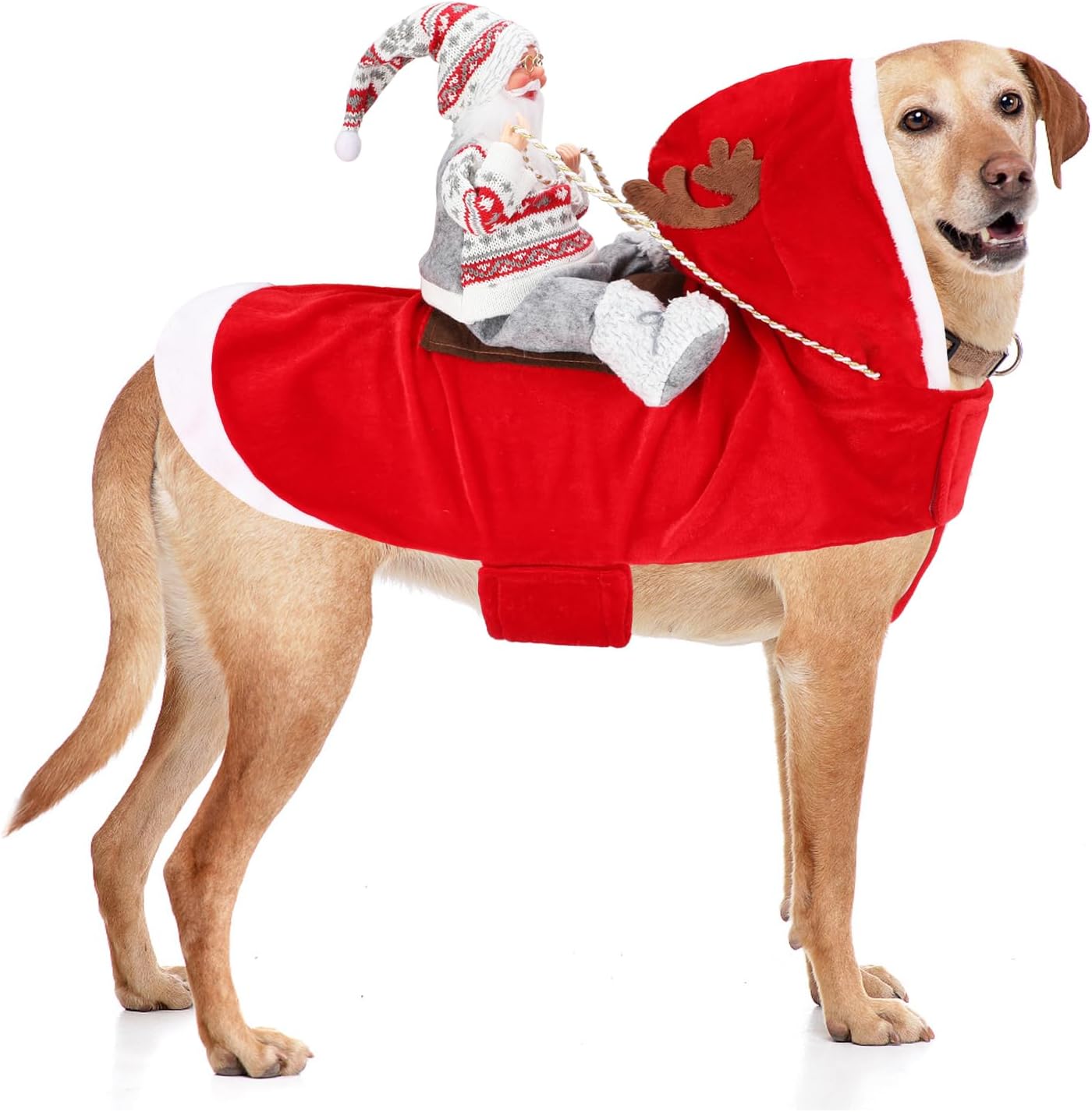 BWOGUE Santa Dog Costume Christmas Pet Clothes Santa Claus Riding Pet Cosplay Costumes Party Dressing up Dogs Cats Outfit for Small Medium Large Dogs Cats