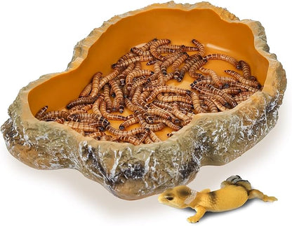 IBWell 8 Inch Reptile Food Dish Escape Proof Reptile Feeding Dish Resin Reptile Water Food Bowl for Bearded Dragon Chameleon Frog Snake Turtle Leopard Gecko