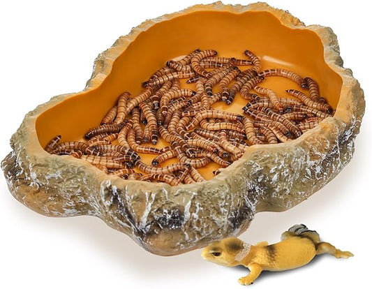 IBWell 8 Inch Reptile Food Dish Escape Proof Reptile Feeding Dish Resin Reptile Water Food Bowl for Bearded Dragon Chameleon Frog Snake Turtle Leopard Gecko