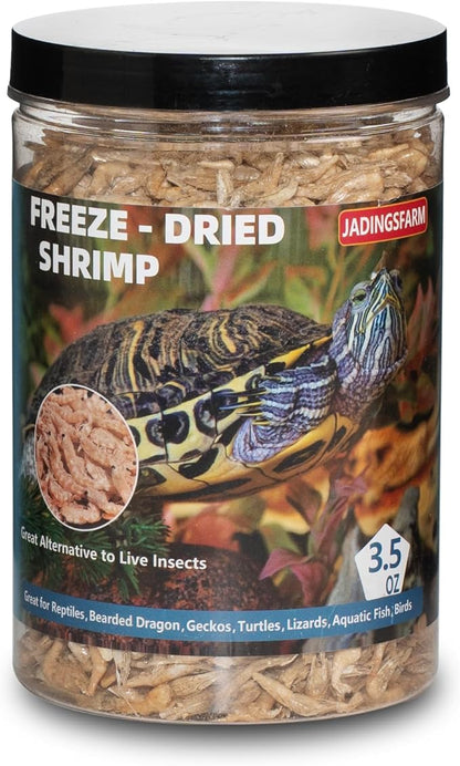 3.5 Oz Freeze Dried River Shrimp Turtle Food, Shrimp for Turtle, Nutrient Rich Treat for Reptiles, Sugar Gliders, Hedgehogs, Tropical Fish