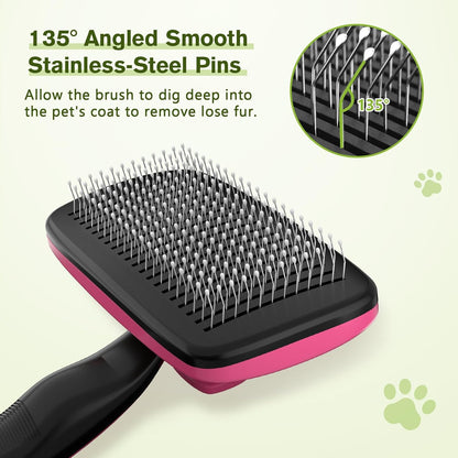 Pecute Self-Cleaning Slicker Brush for Dogs, Cats, Lightweight Dog Brush for Shedding Massaging Grooming, Cat Brush Gently Removes Loose Fur Undercoat for Small Dogs Cats Rabbits of All Hair Types