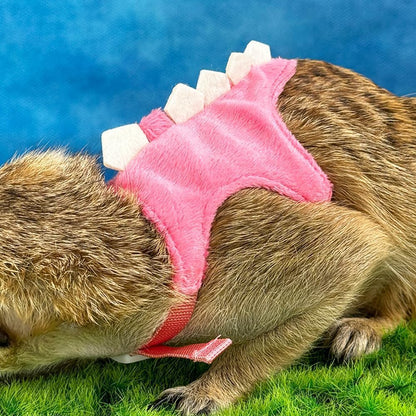 Ferret Harness and Leash Set Small Animals Vest Harness with Safe Bell Dinosaur Shaped Walking Clothes for Baby Rabbit Guinea Pig Teacup Chihuahua Mouse and Other Small pet (Pink)