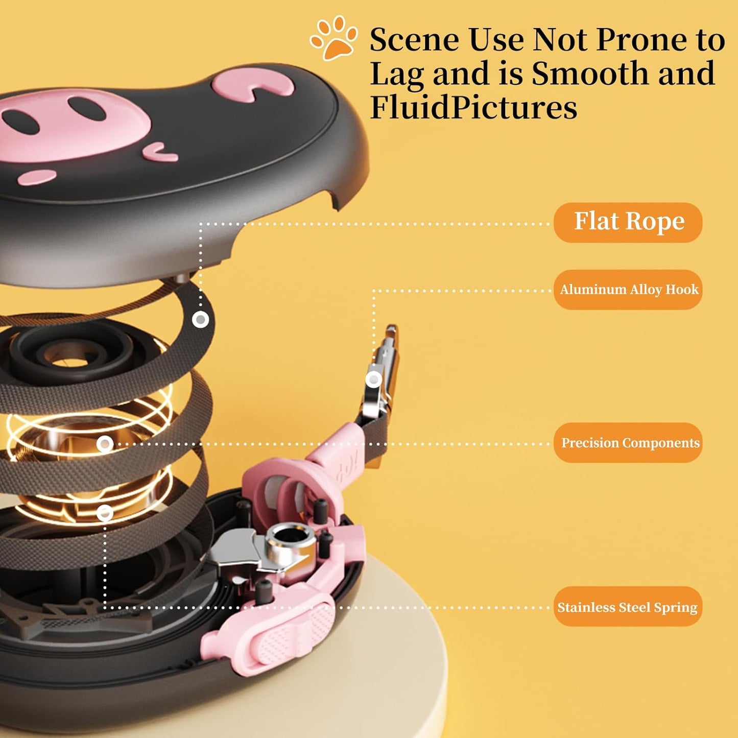 Pink Pig Design Retractable Puppy Leash - Lightweight 100g for Small Dogs, Cats, Rabbit ，Hamster ， 2.2m Rope, 50kg Pull, Capacity with Wrist Strap