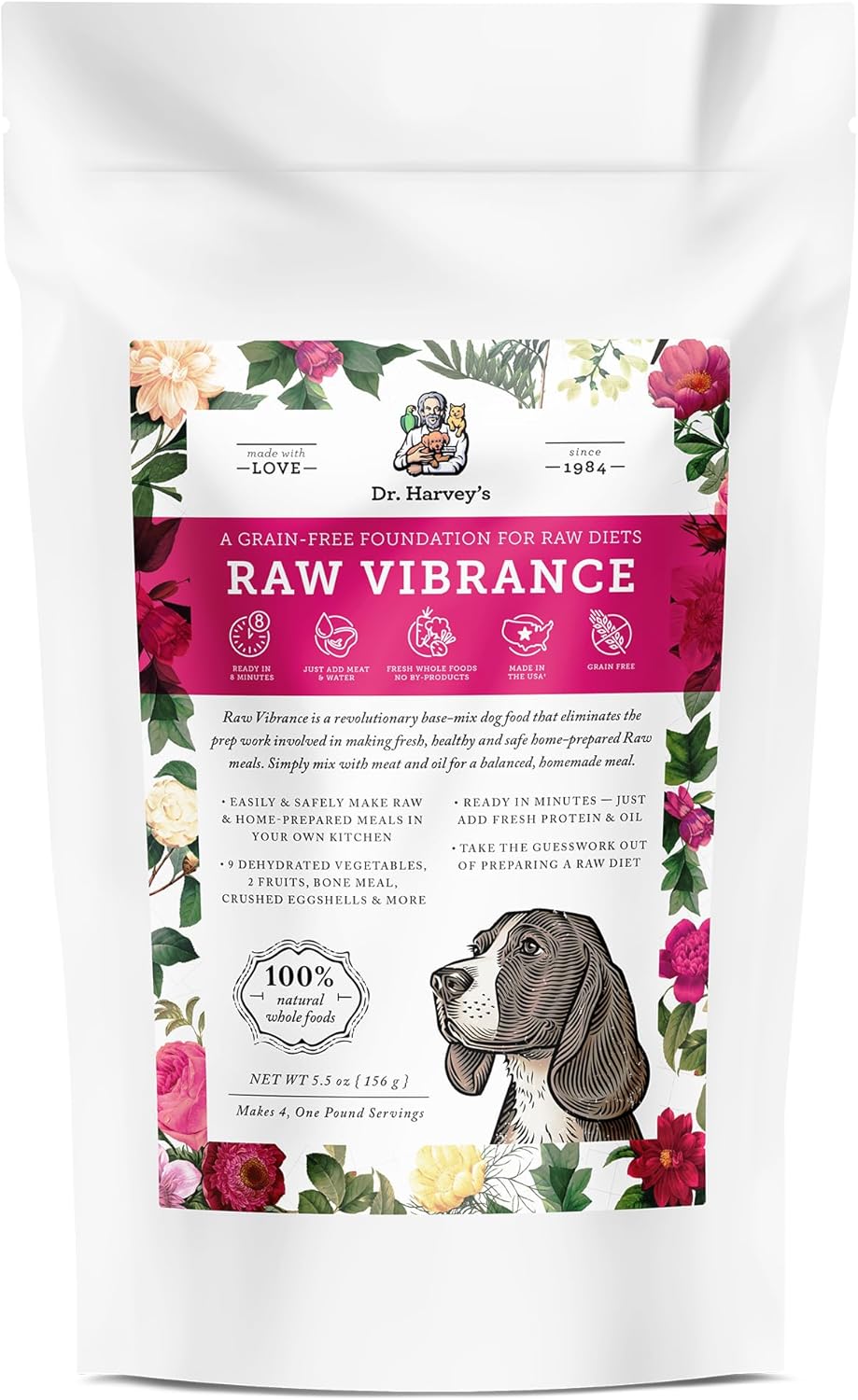 Dr. Harvey's Raw Vibrance Grain Free Dehydrated Foundation for Raw Diet Dog Food (Trial Size 5.5 Oz)