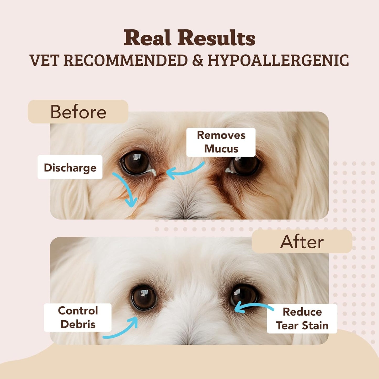 Natural Dog Eye Wipes for Dogs -50 Cnt- Soothing Dog Eye Wipes with Natural, Non-Irritating Ingredients Green Tea & Goldenseal, Effective Dog Tear Stain Remover Wipe & Dog Eye Gunk Remover Wipe, Vegan