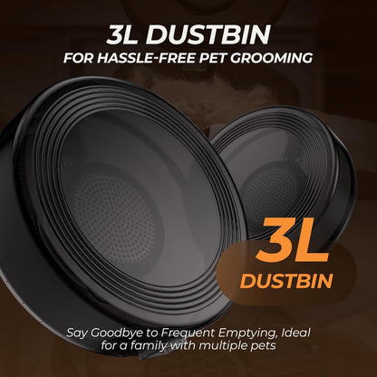 Dog Grooming Vacuum and Dryer, Pet Grooming Vacuum for Dogs with 3 Liter Canister, 15000Pa Suction Dog Vacuum for Shedding Grooming, Extra Space for Storage for 5 Grooming Kits, Grey