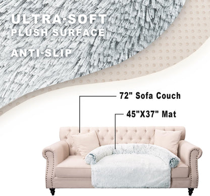 Tinaco Calming Dogs/Cats Bed Mats, Dog Pad Washable Removable Couch Cover, Plush Long Fur Mat for Pets, Waterproof Lining, Perfect for Small, Medium and Large Dogs and Cats (Gradient Gray, 45"x37")