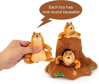Hollypet Hide and Seek Squeaky Dog Toy, Designed Interactive Puzzle Plush Stuffed Puppy Toys, Moles