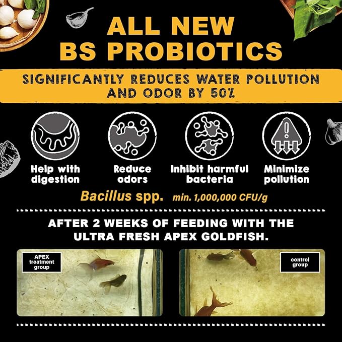 Ultra Fresh Apex Goldfish Growth Crisps, Premium All Natural Ingredients Goldfish Fish Food, Slow Sinking, 4.23 oz