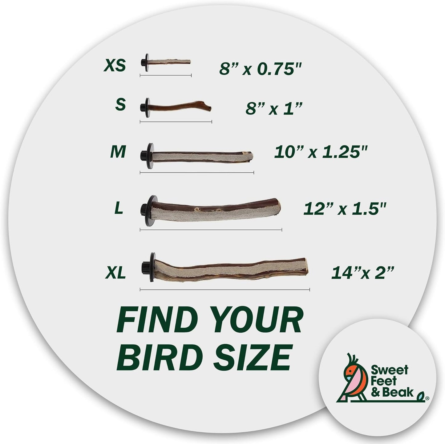 Sweet Feet and Beak Superoost Manzanita Pumice Pedicure Perch- Easy to Install Bird Cage Accessories for Healthy Feet, Nails and Beak - Natural Bird Perches Imitates Birds' Life in The Wild - L 12"