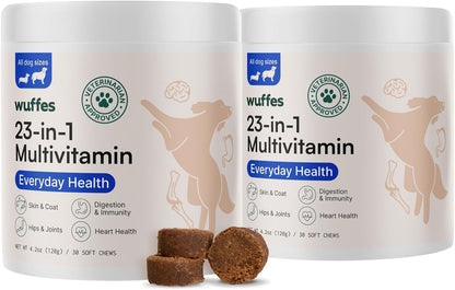 Wuffes 23-in-1 Chewable Dog Multivitamin&Supplements Bundle - Dog Multivitamin for Small&Large Breed - 2 Pack - 60 Count