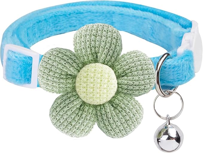 Breakaway Cat Collars with Bells, MUZIEBA Kitten Collar for Girl Boy Adjustable Safety Kitty Collars for Cats Puppy and Small Pets (Blue)