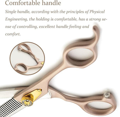 7.5‘’ Professional Dog Grooming Scissors Kit Rose Gold Stainless Steel Dog Scissors for Grooming 6 in 1 Grooming Shears Set for Dogs Cat Pet